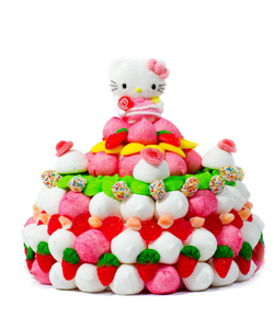 gâteau en bonbons de la forme de Hello Kitty